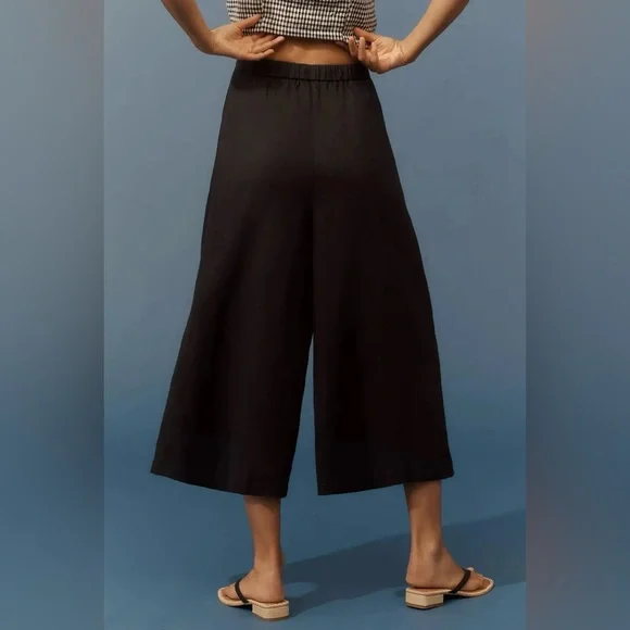 Anthropologie nwtblack Linen Pleated Culotte Trousers